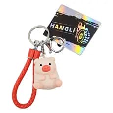 Criativo resina pequeno Animal corda de couro chaveiro bonito Panda leitão chaveiro casal saco pingente pequeno present