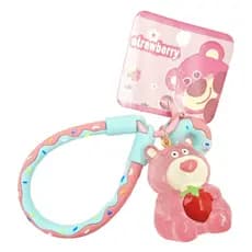 Criativo cristal Berry urso fivela corda chaveiro dos desenhos animados morango urso casal saco de escola chaveiro pres