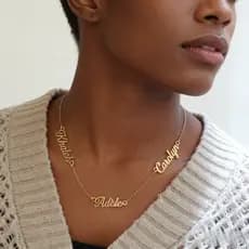 Colar Personalizado com Nome Banhado a Ouro 18K – Colar Choker Personalizado com 1-5 Nomes para Mulheres, Colar Familiar