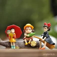 3Pcs/Set 4-6cm Hayao miyazaki Totoro Kiki's Delivery Service Mei DIY Kawaii Cartoon Q Versão PVC Figuras De Ação Bonecos