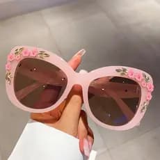 Óculos De Flor Olho De Gato De Grandes Dimensões Feminino Vintage Moda Na Punk Grande Quadro Rosa Tons