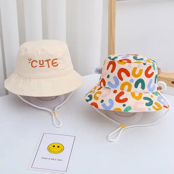 Letras Bordado Chapéu De Bebê Bucket Para Meninos Meninas Pescador Com Corda De Protetor Solar À Prova De Vento Sol Infa