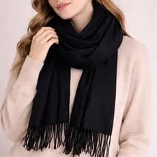 Cachecol Preto Inverno Lenço Pashmina Xale Echarpe Feminino