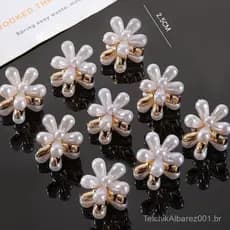 Kit 6 pcs Mini Piranha De Cabelo Com 5 pétalas de Flores de perola