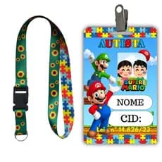 Kit Crachá Identificação Autismo Personagem Game Personalizado + Cordão + Jacaré
