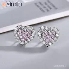 ❤ Venda quente romântico amor rosa diamante brincos feminino luz luxo High-End rosa cristal brincos nicho Design doce jó