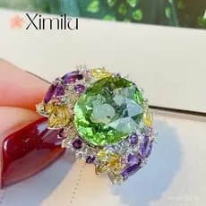 ⭐ Original romântico hortelã verde colorido tesouro anel de prata feminino ajustável nicho Design jóias aniversário