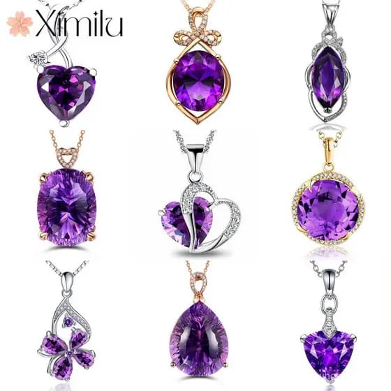 ❤ Original luxo Profound ametista série trevo de quatro folhas pingente coração cheio de diamantes colar feminino moda c