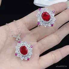♥ Conjunto de joias com pedras preciosas multicoloridas, cor contrastante Original, grupo completo de diamantes, pingent