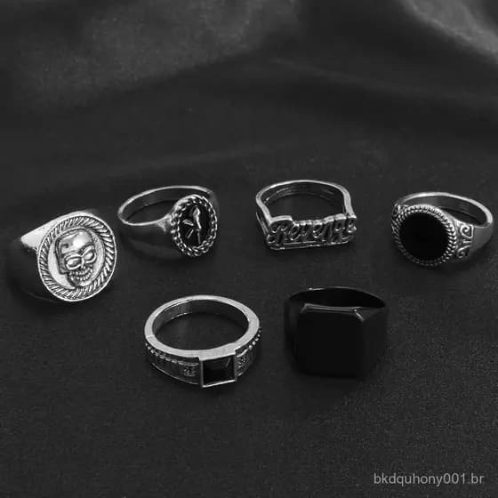 Conjunto De Anéis Para Homens Na Moda Empilhável Mão Jóias Acessórios De Presente Masculino