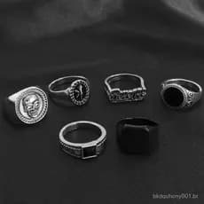Conjunto De Anéis Para Homens Na Moda Empilhável Mão Jóias Acessórios De Presente Masculino
