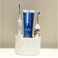 Organizador Banheiro Porta Escova e Pasta Gatinho Fofo Suporte Decorativo Minimalista