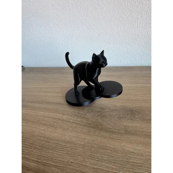 Escultura de Gato Equilibrado Resistente Decoração Design Minimalista e Elegante