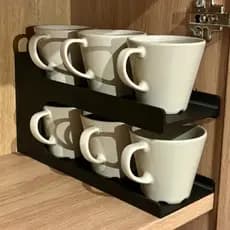 Porta Xícaras Organizador para 6 Xícaras | Suporte Compacto para Armário e Cantinho do Café