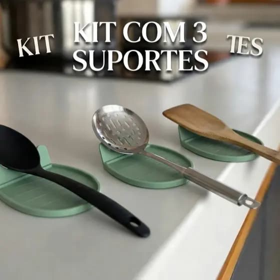 Kit Descanso para Colher CookSitter® | Suporte para Colher de Cozinha Moderno e Higiênico | 3, 5 ou 10 Unidades