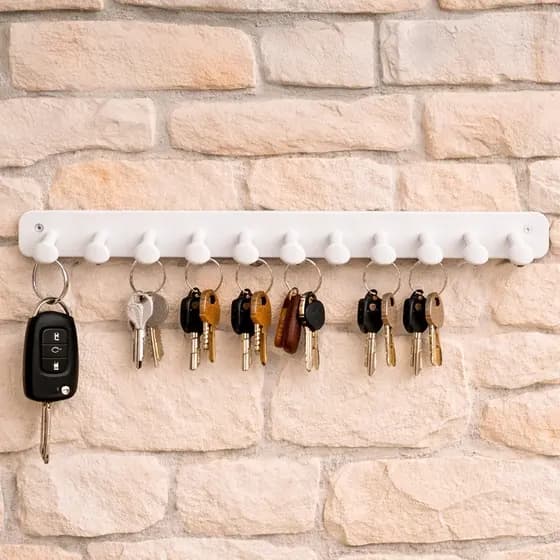 Porta Chaves 11 Ganchos Organizador de Parede Minimalista Moderno Para Sala Entrada Escritório