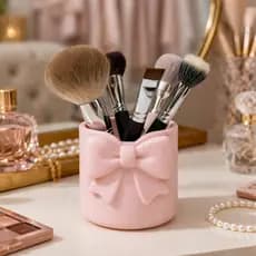 Porta Pincéis Maquiagem com Laço Organizador Cosméticos Premium Nails design
