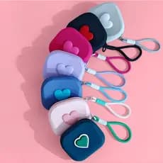 Novo estilo amor pequeno saco quadrado fone de ouvido Bluetooth macio Silicone cartão chave moeda bolsa GZFY