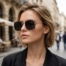 Nova moda aviador óculos de sol feminino na moda duplo feixe protetor solar óculos de sol europeu americano quadrado mas
