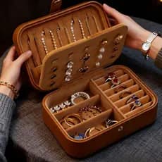 Caixa de jóias multifuncional High-End requintado Retro ouro jóias colar brincos portátil dedicado JQWS