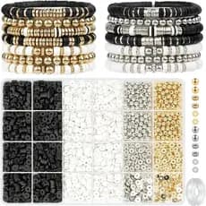 Ptyism Conjunto de mais de 3000 contas de argila polimérica de alta qualidade (com cordão), conjunto de contas de argila