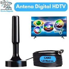 Antena Digital Para TV 1,8 Metro | Imagem HD e Instalação Fácil | Alta Sensibilidade e Alcance