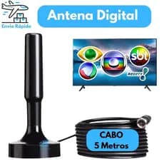 Antena Digital Para TV 5 Metro | Imagem HD e Instalação Fácil | Alta Sensibilidade e Alcance