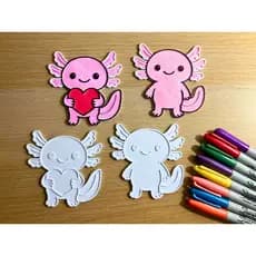 Kit Axolote Para Pintar Infantil Atividade Criativa