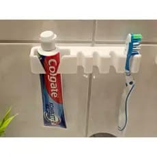 Suporte de Parede para Escovas e Pasta de Dente | Organizador de Banheiro Familiar Minimalista 3D