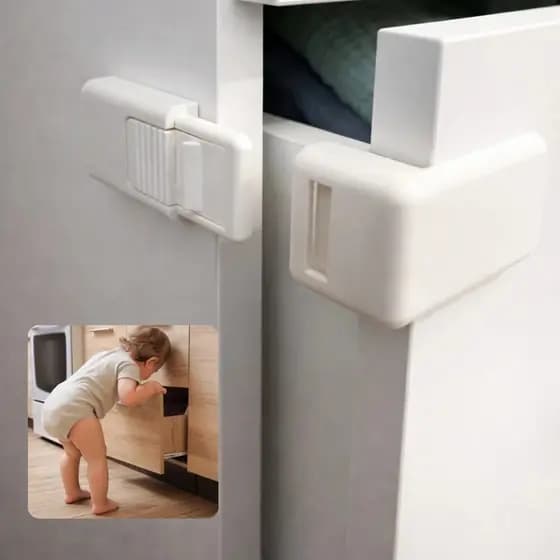 Trava de Segurança para Gaveta e Porta | Protetor Infantil com Adesivo Forte | Trava Armário 3D
