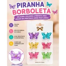 Kit 6 Piranhas Mini Borboleta para Cabelo Presilha Delicada Colorida