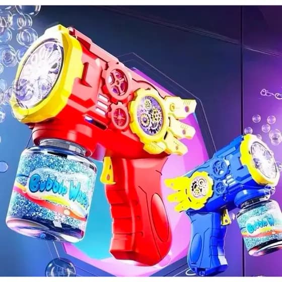 Lançador Pistola De Bolhas Sabão Automática Brinquedo Menino Menina + Líquido