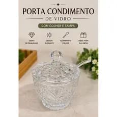 Porta Condimento De Vidro com Tampa e Colher