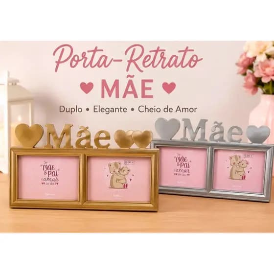 Porta-10x15 Retrato Duplo Mãe Decorativo - Presente Criativo Dia das Mães e Aniversários