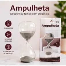 Ampulheta Decorativa de Vidro 15 Minutos Relógio de Areia Decoração Escritório Estudo