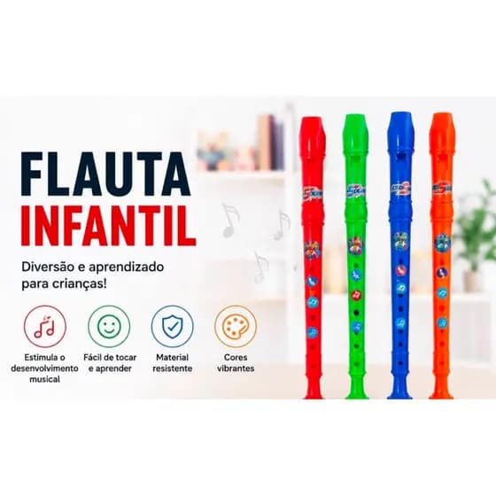 Flauta Infantil Musical Colorida Brinquedo Educativo para Crianças