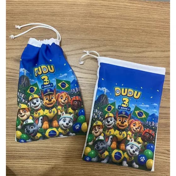 Saquinho de Doces Personalizado Patrulha Canina Brasil copa do Mundo