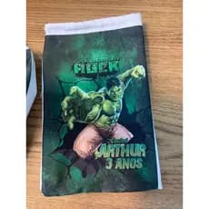 Saquinho de Doces Surpresa do Hulk Personalizado com Nome/Sacolinha aniversário hulk