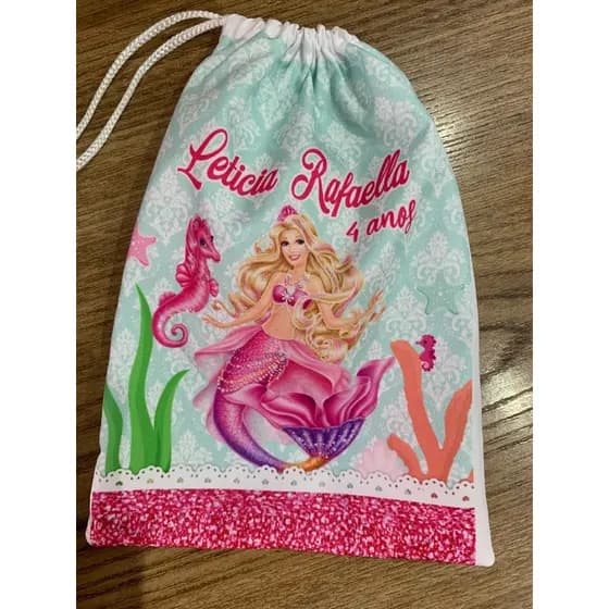 Saquinho de Doces personalizado com nome Barbie Sereia