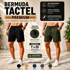 Bermuda Masculina Tactel Premium Short Academia Praia Casual Com Bolsos