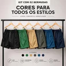 Kit 2 Bermudas Masculinas Tactel Premium Casual Academia e Praia
