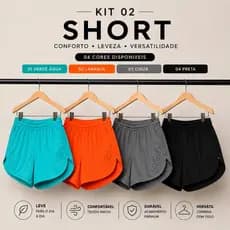 Kit 2 Shorts Feminino Fitness Academia Corrida e Treino