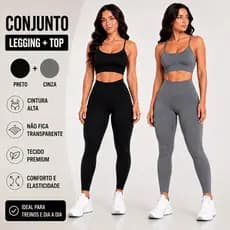 Conjunto Fitness Feminino Legging + Top alcinha Zero Transparência.