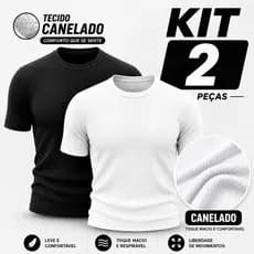 Kit 2 Camiseta Masculina Canelada Estilo Americana