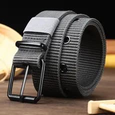 Cinto de cintura retrô em lona de nylon para mulheres, homens, estudantes, jovens, com fivela de liga metálica, cinto oc