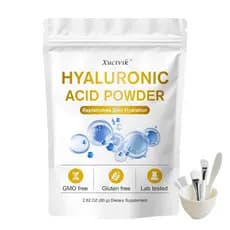 Pó de Ácido Hialurônico para Rosto e Pele, Alta Molécula, Fórmula Solúvel em Água para Sérum e Hidratante DIY, Cuidado d