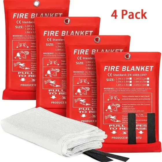 [Produto Mais Vendido no Tik Tok] Cobertor de Emergência para Incêndio - Pacote com 4 - Cobertor de Supressão de Fogo em