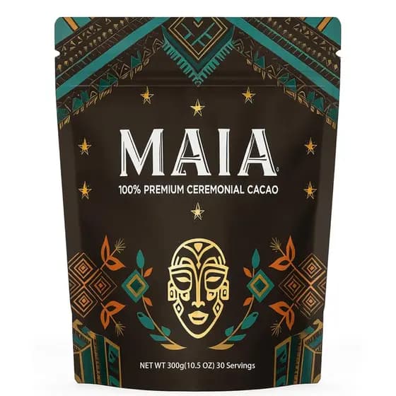 Cacau Cerimonial Maia, com Flavanol, Teobromina, Magnésio e Mistura de Flavonóides Naturais, Melhora a Clareza Mental e