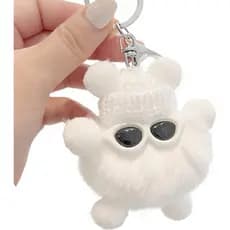 Chaveiro De Pelúcia Fofo Com Chapéu De Malha E Óculos De Sol , Charme Macio Para Mochilas Chaves , Presente Perfeito