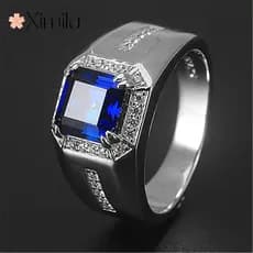 ❤ Anel de safira de diamante de cristal verde com Design Original de duas cores joias da moda unissex